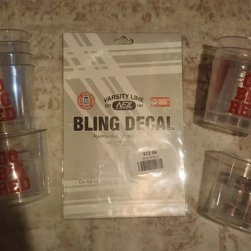 Nebraska Cornhuskers 'N' Bling Decal and Go Big Red Shot Glasses Set